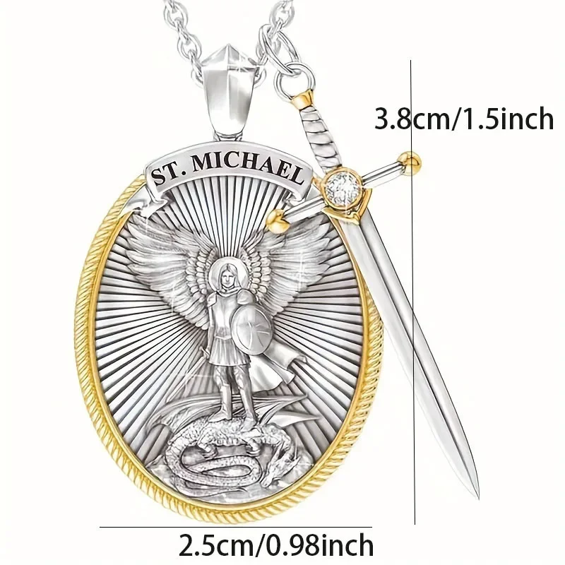 Catholic Patron Saint Pendant Michael St. Michael The Archangel Pendant Necklace image 4