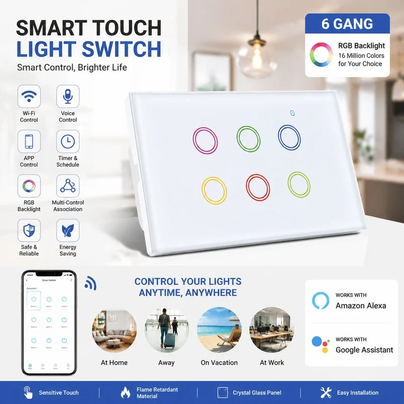 Tuya Smart WiFi Zigbee Touch Wall Light Switch AU Standard Dual Control Panel APP Remote Voice Control Smart Home