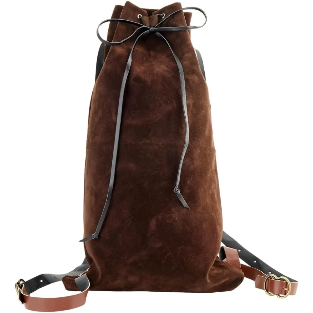 

Flocking Fibre Drawstring Backpacks with PU Leather Straps and Alloy Clasps for Travel Rectangle Saddle Brown 461x275x2mm