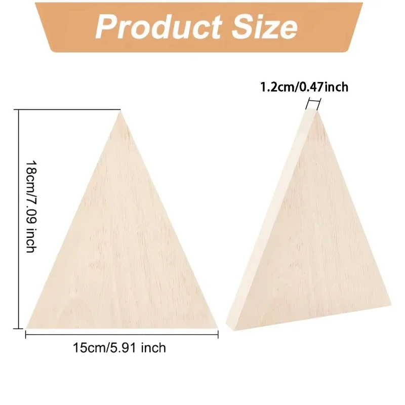 

2Pcs Blank Wooden Cutouts Unfinished Wooden Triangle Shaped Blocks, Unpainted Wood Triangle Slices, Triangle Wood Tray Plates