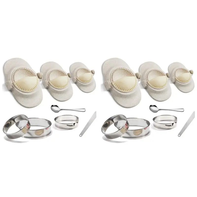 

Набор из 2 прессов для эмпанадас, 6-дюймовый большой набор для приготовления пельменей с ножом для теста, набор форм для пельменей и пирогов