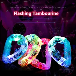 LED Flashing Tambourine Musical Instrument Shaking Toy Light Up Sensory Toy Three Color Light For Concert Party Night Time Event