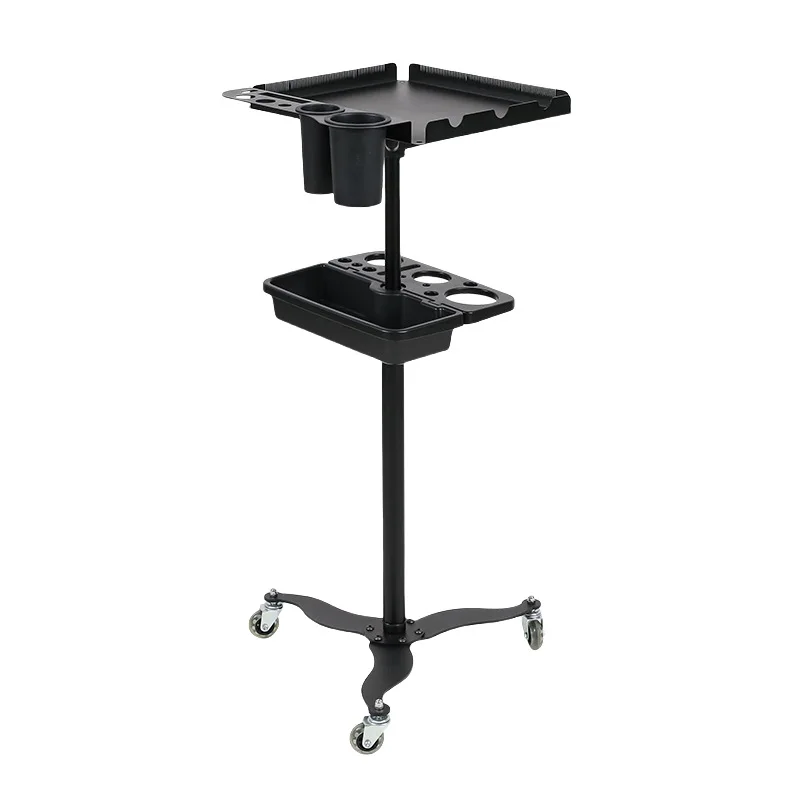 The new double-layer hair extension bracket cart can be lifted and lowered, wig storage rack, hair dyeing tool cart.