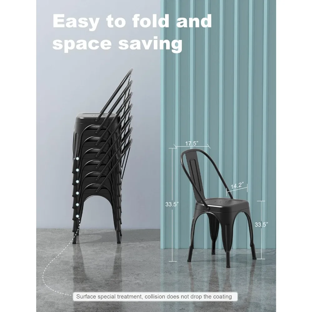 Metal Dining Chair Farmhouse Tolix Style | Kitchen, Dining Room, Café, Bistro, Patio Use, 18 Inch Stackable Design