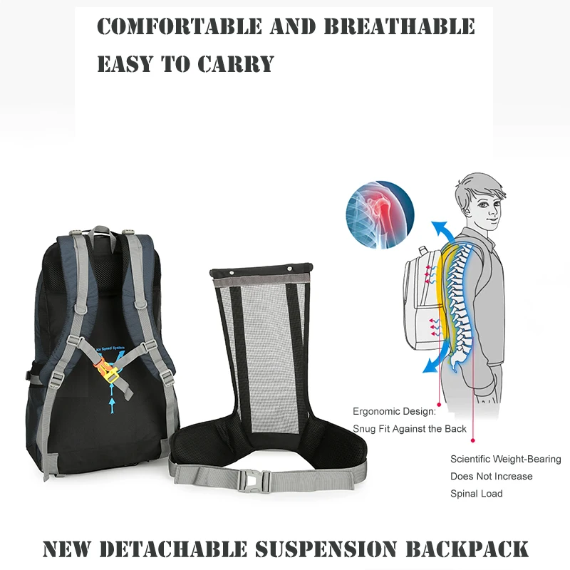กระเป๋าเป้สะพายหลังไนลอนขนาด 50 ลิตร สำหรับตั้งแคมป์ เดินทาง พร้อมผ้าคลุมกันฝน กระเป๋าเป้เดินป่า กระเป๋าเป้ปีนเขา กระเป๋าสะพายไหล่ผู้ชาย กระเป๋าเดินทาง
