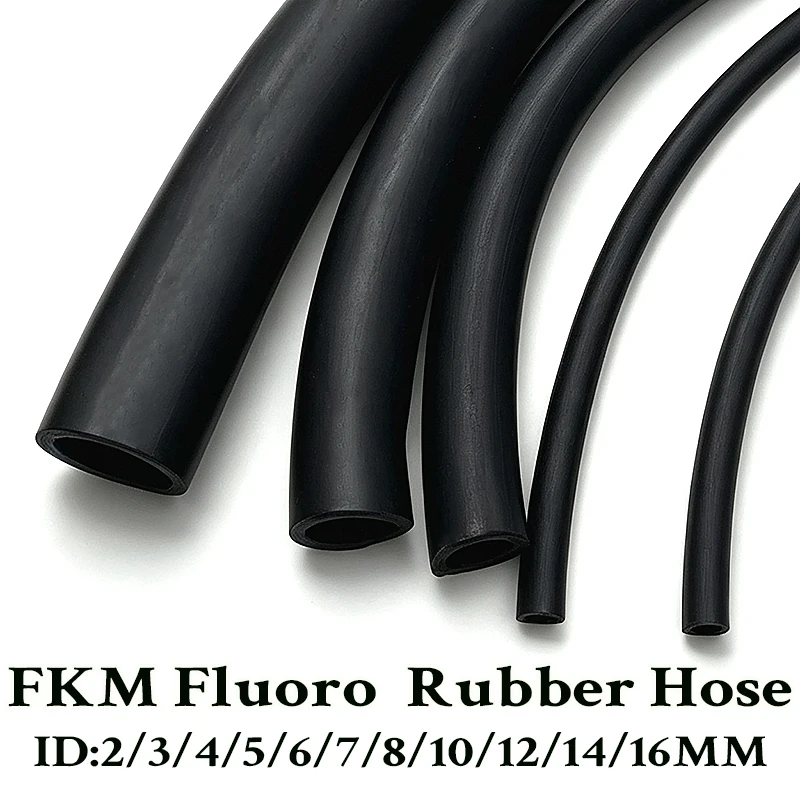 Long Term Sealing ID 2MM~16MM Black FKM Fluororubber Hose, Corrosion-Resistant Conveying Pipe For New Energy Equipment
