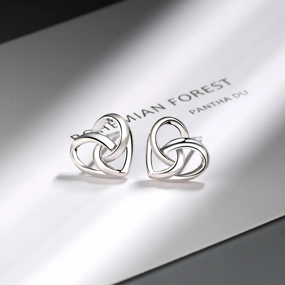 Women's 925 Silver Heart Stud Earrings, Timeless Gift
