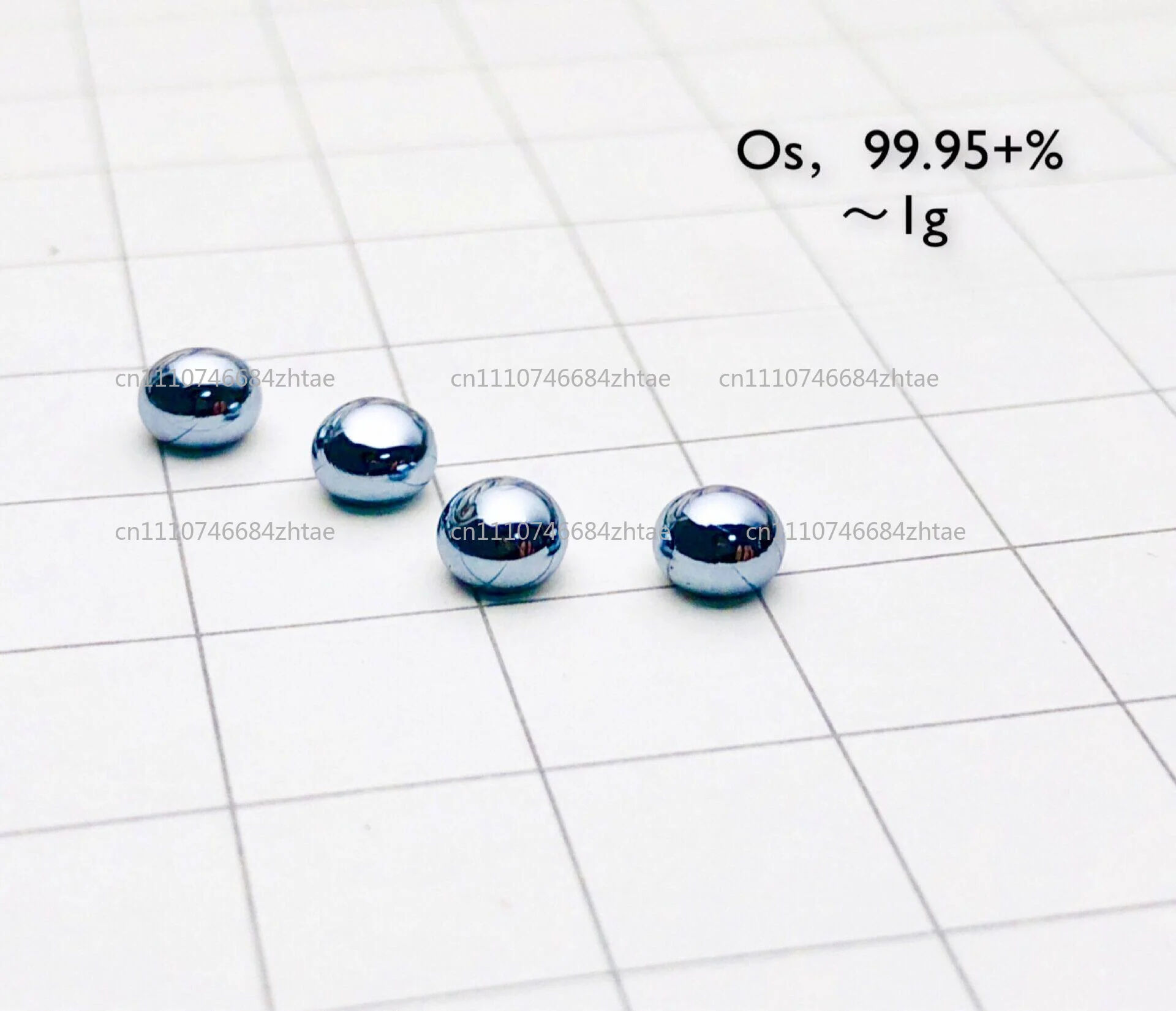 Single-sided convex mirror surface, precious metal, osmium beads, metal osmium, osmium molten beads, osmium