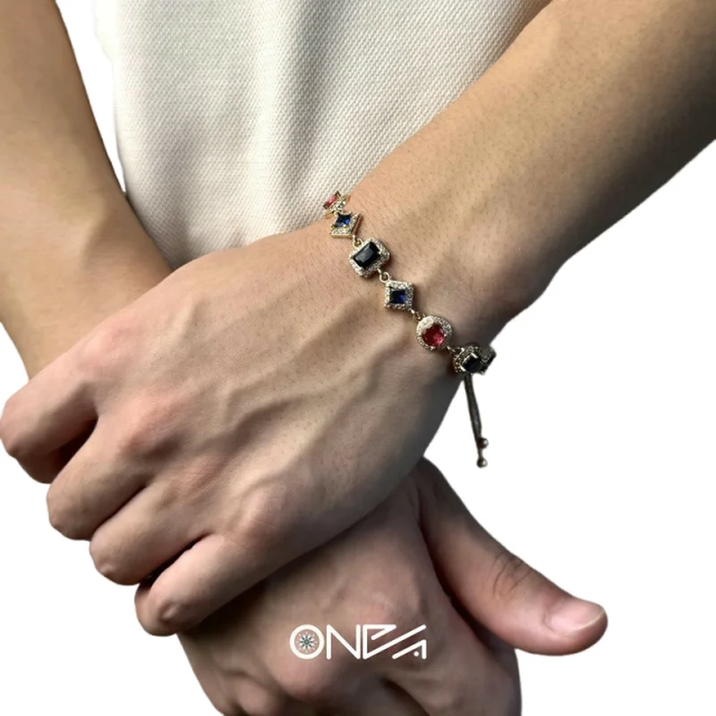

Niche Design Color Zircon Men's and Women's Same Style Bracelet American High end Trendy Jewelry