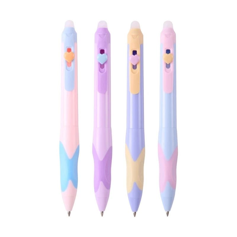 Erasable Writing Gel Pen Set, 4 Pack 0.5mm Gel Pen With Soft Grip and Top Eraser for Planning, Work, Study & Daily Writing 