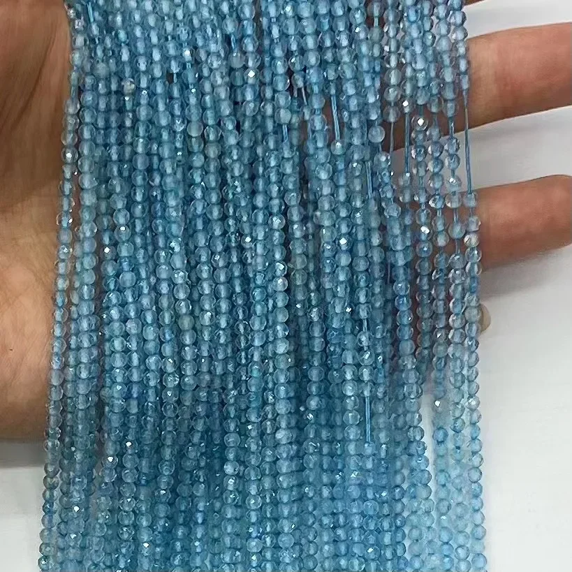 

Натуральный синий топаз, круглые бусины 38 см, свободные бусины для изготовления ювелирных изделий, дизайн, модный камень, браслет «сделай сам», женское ожерелье, оптовая продажа