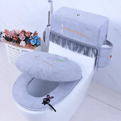 Flannel Bathroom Toilet Seat Cushion Mat 3 Pieces/Set Four Seasons Universal Toilet Cover Washable Warm Soft Toilet Seat Covers