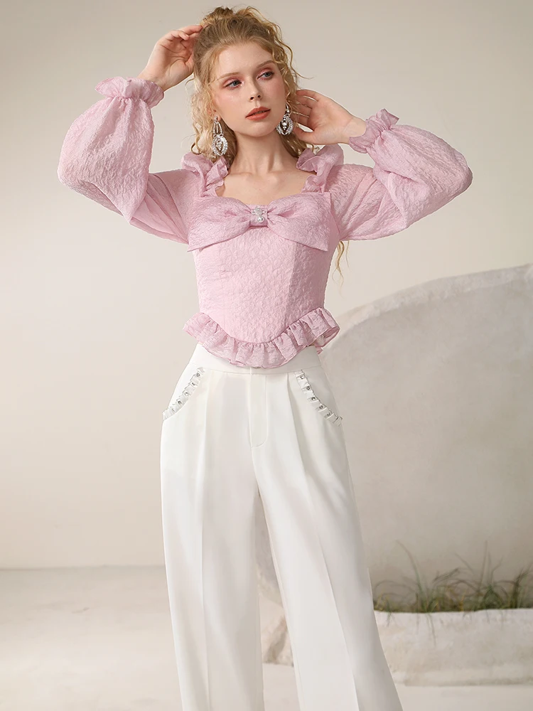 2024 Early Spring New Style White Trousers Women's Temperament Commute Workplace Suit Pants Female Clothes Trendy Wid Leg Pants