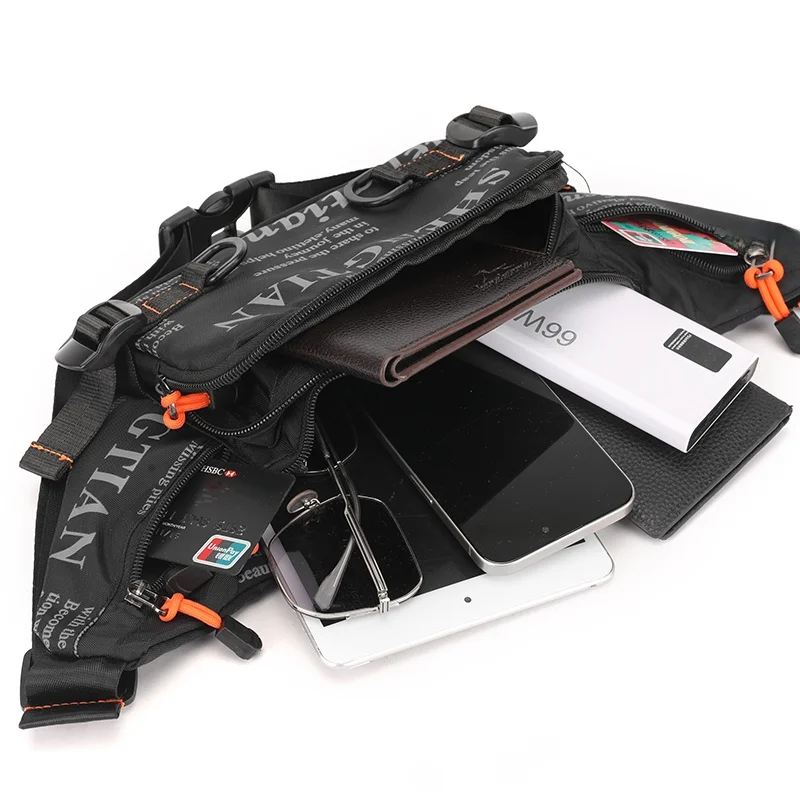 Summer 2025 Men's Outdoor Leisure Nylon Sports Crossbody Bag Waterproof Waist Bag Phone Bag Soft Polyester  Travel Bag