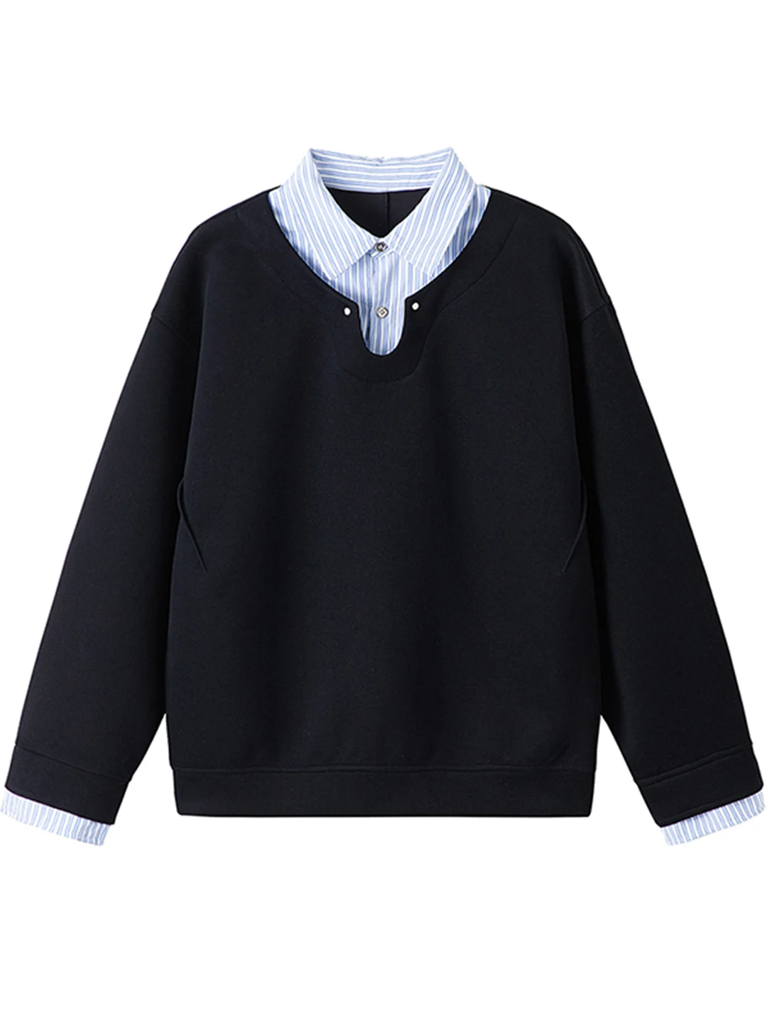 

Мужская повседневная толстовка с воротником-стойкой и пэчворком, весенняя, свободного кроя, имитация двухслойности, с длинным рукавом, удобная, из полиэстера.