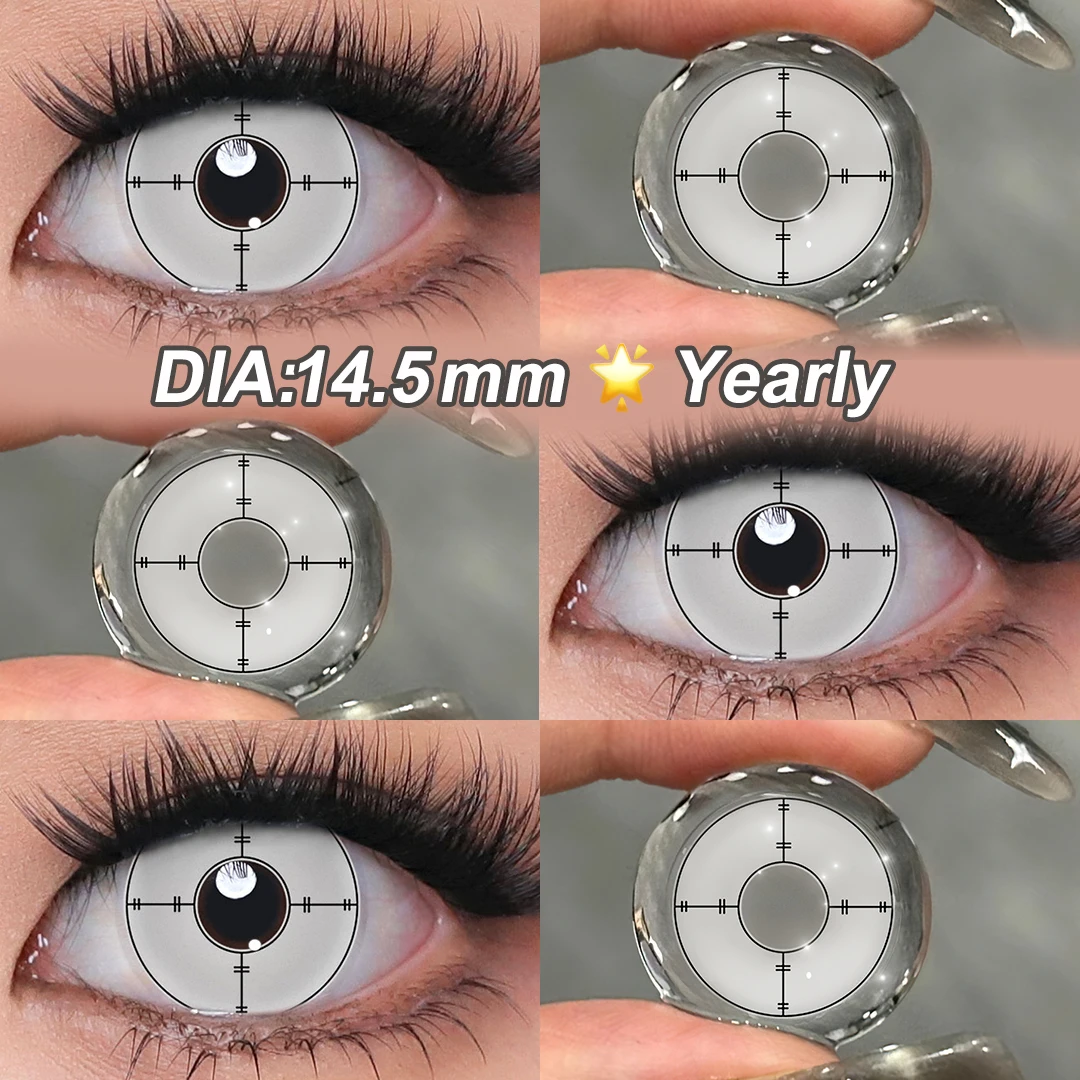 MAGITSTER Colorful Cosplay Contact Lenses Eye Lenses Multicolored Lenses Halloween Lenses White Black Red Lenses Yearly 1 Pairs