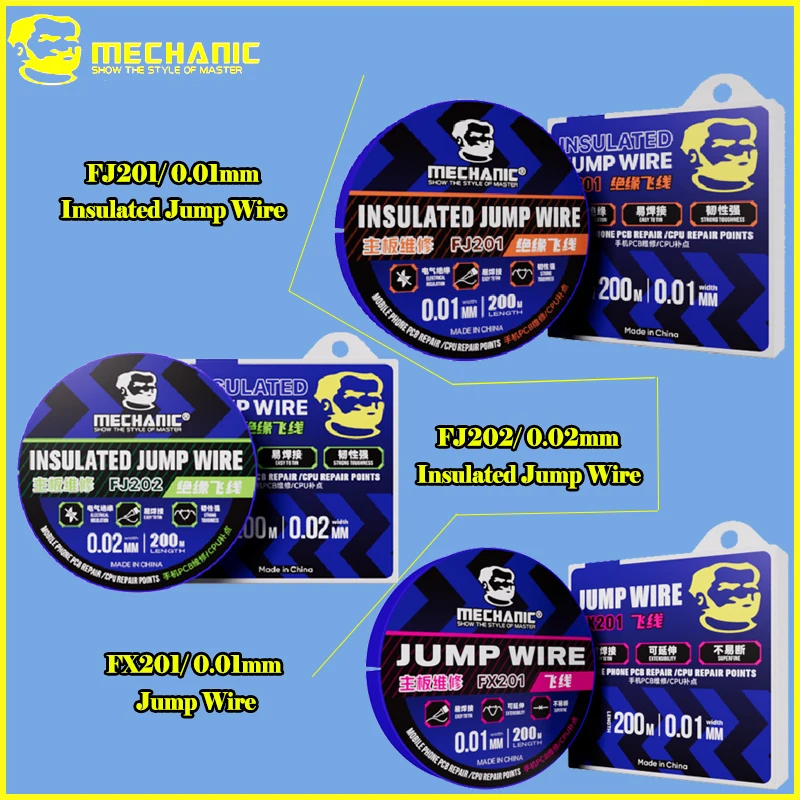 

MECHANIC FJ201 FJ202 FX202 0.01/0.02mm Copper Insulated Fly Line jump wire for Motherboard Fingerprint Sensor Chip Reparation