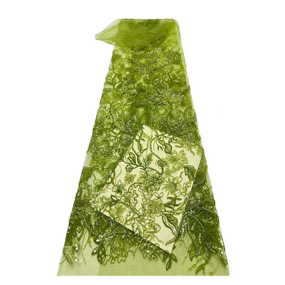 

Африканская кружевная ткань с блестками и бисером, 2024, высокое качество, нигерийская кружевная ткань с бисером, французское женское платье, вышитое платье, свадебная вечеринка