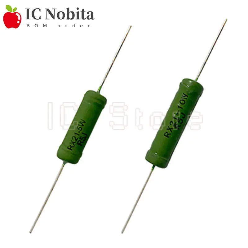 

50PCS RX21 5W 6W 10W Wire Wound Resistance Resistor 5% 0.1~33K 3 4.7 10 22 27 47 100 120 220 270 330R 360 510 1K 10K 12K 15K Ohm