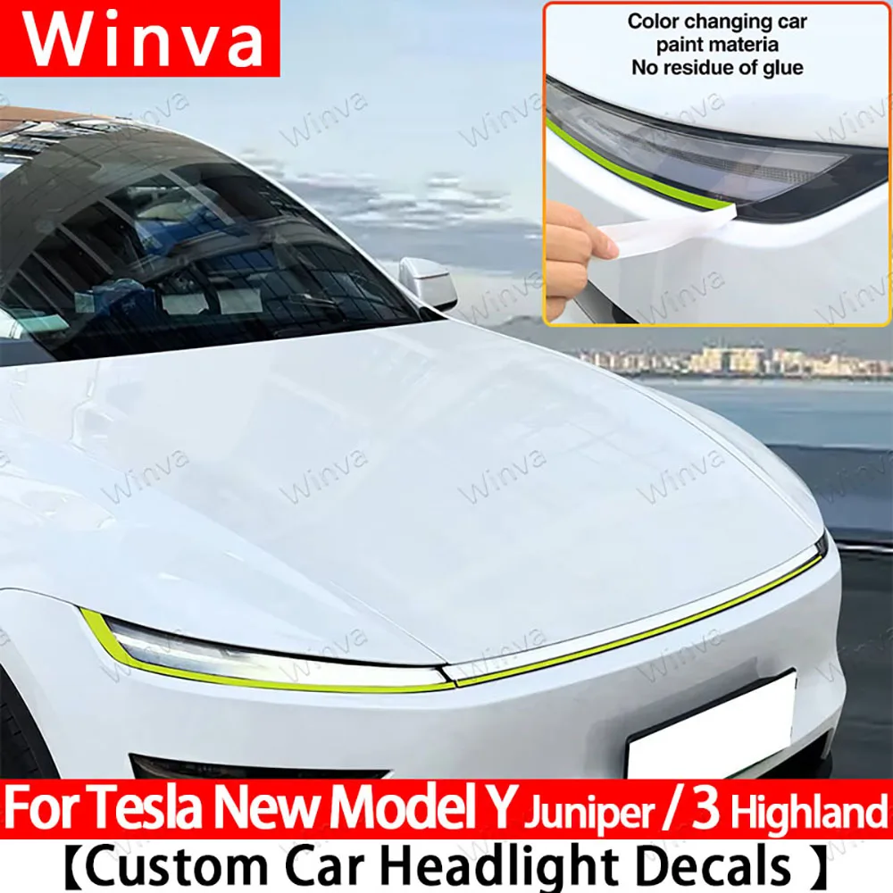 

For Tesla Model 3 Highland 2024-2026&Model Y Juniper 2025 2026 Color-Changing Headlight Strip Film Sport Decorative Car Styling