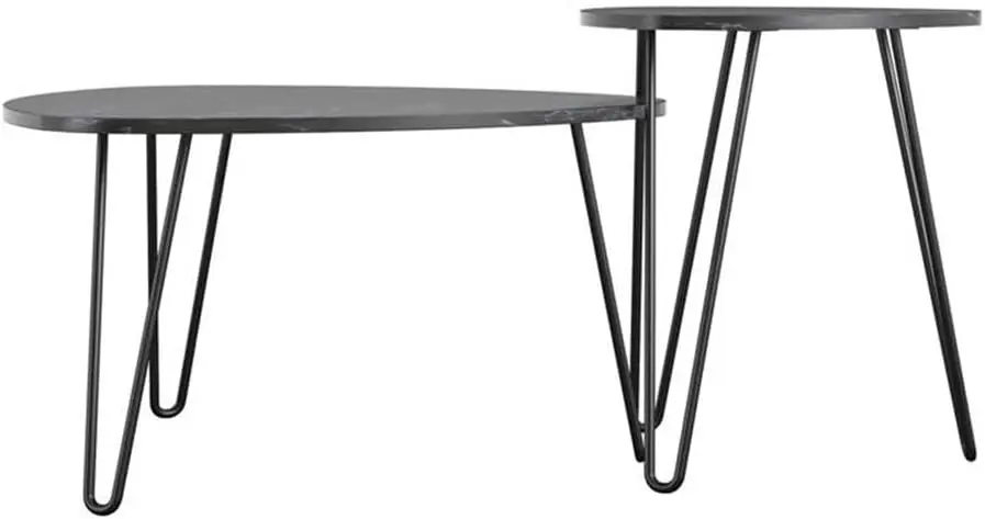 Athena Nesting Tables, Black Faux Marble