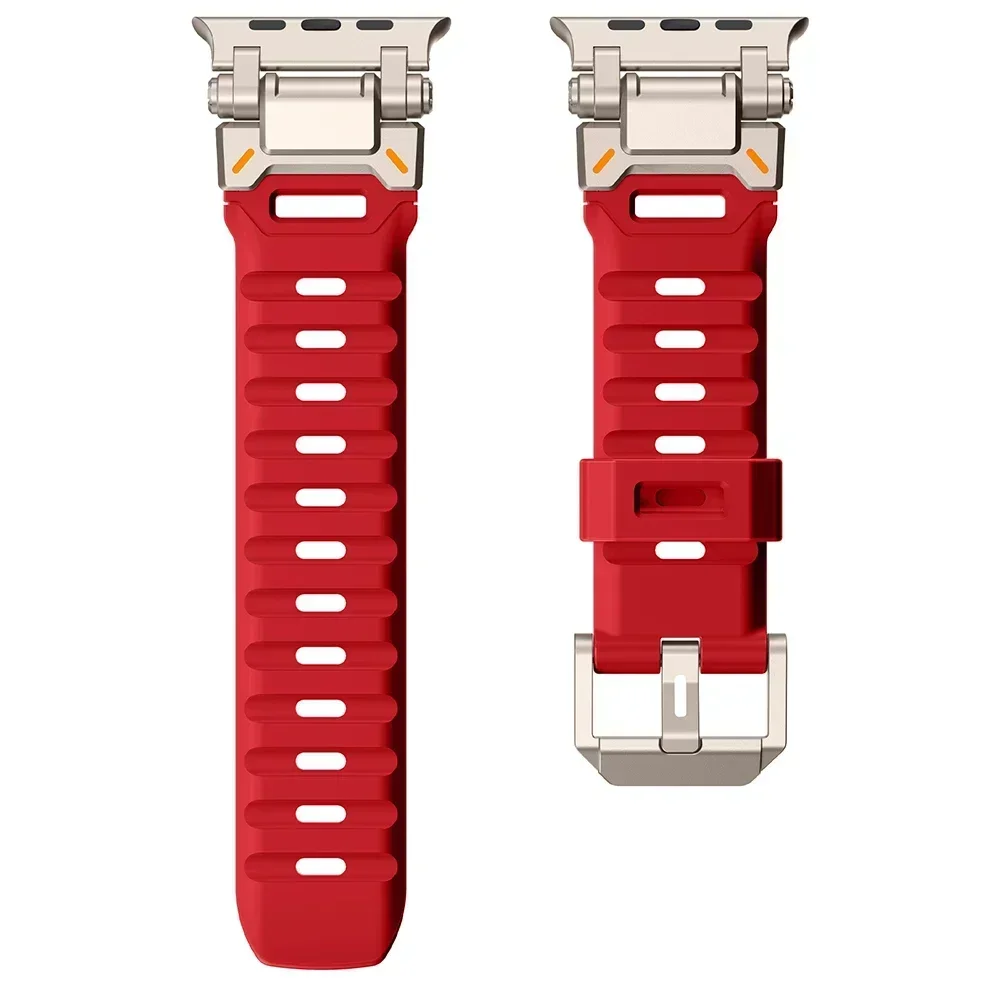 حزام حلقة من السيليكون بلون التيتانيوم لساعة أبل الترا 2 49 مللي متر 46 مللي متر 45 مللي متر 44 مللي متر سوار رياضي لسلسلة Iwatch 10 9 8 7 6 Se Correa