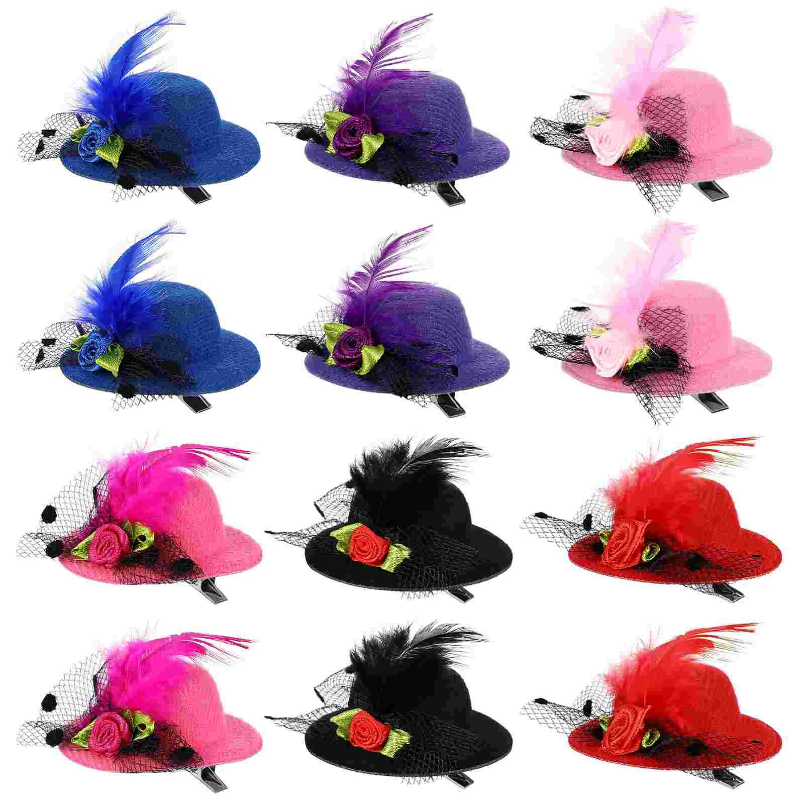 12 Pcs Girls Toddler Costume Accessory Party Hats for Kids Barrettes Hair Clip Baby
