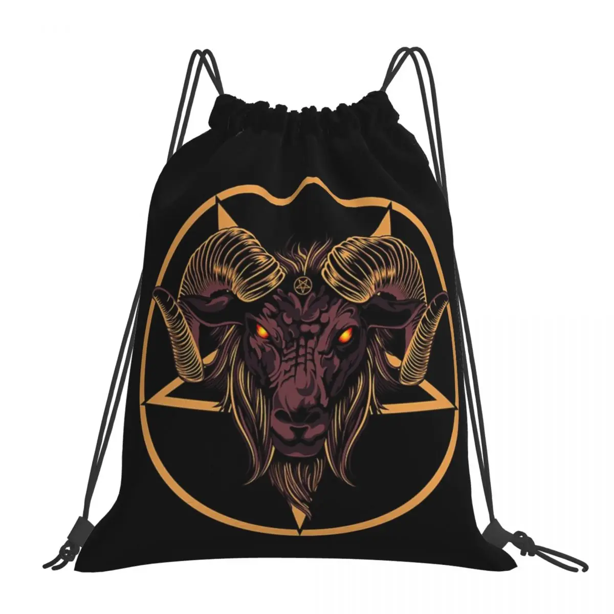 Baphomet Satanic Goat Backpacks Fashion Portable Drawstring Bags Sports Bag Book Bags For Travel Students