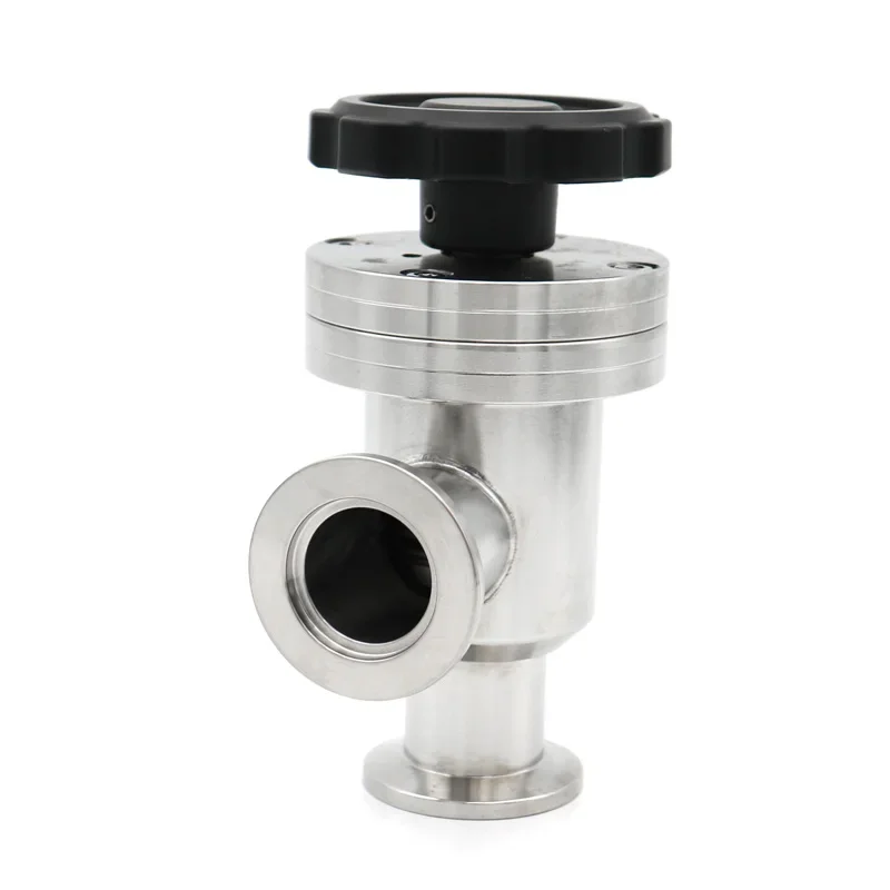 Stainless Steel L-type Manual High Vacuum Baffle Angle Valve Vacuum Flapper Valve Gas Safety Valve KF16 KF25 KF40 KF50