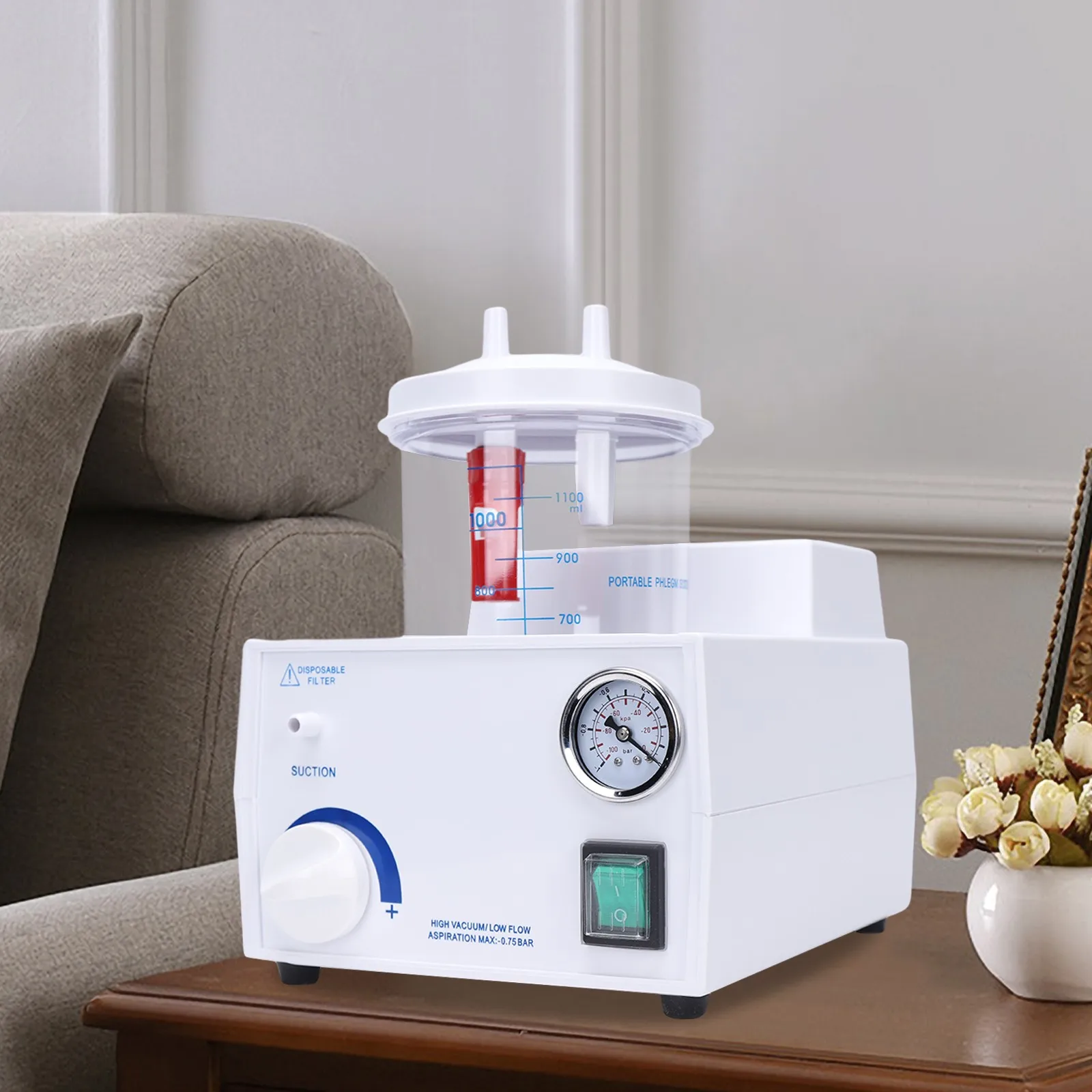 

1000ML Portable Veterinary Suction Machine, 110V Electric Quiet Vacuum Pump Device for Home