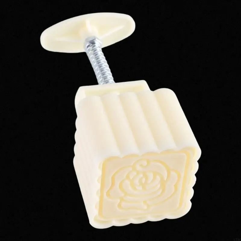 U75C 100g Mooncake Barrel Mold with 8pcs Square Flower Stamps Hand Press Moon Cake Pastry Mould DIY Bakeware