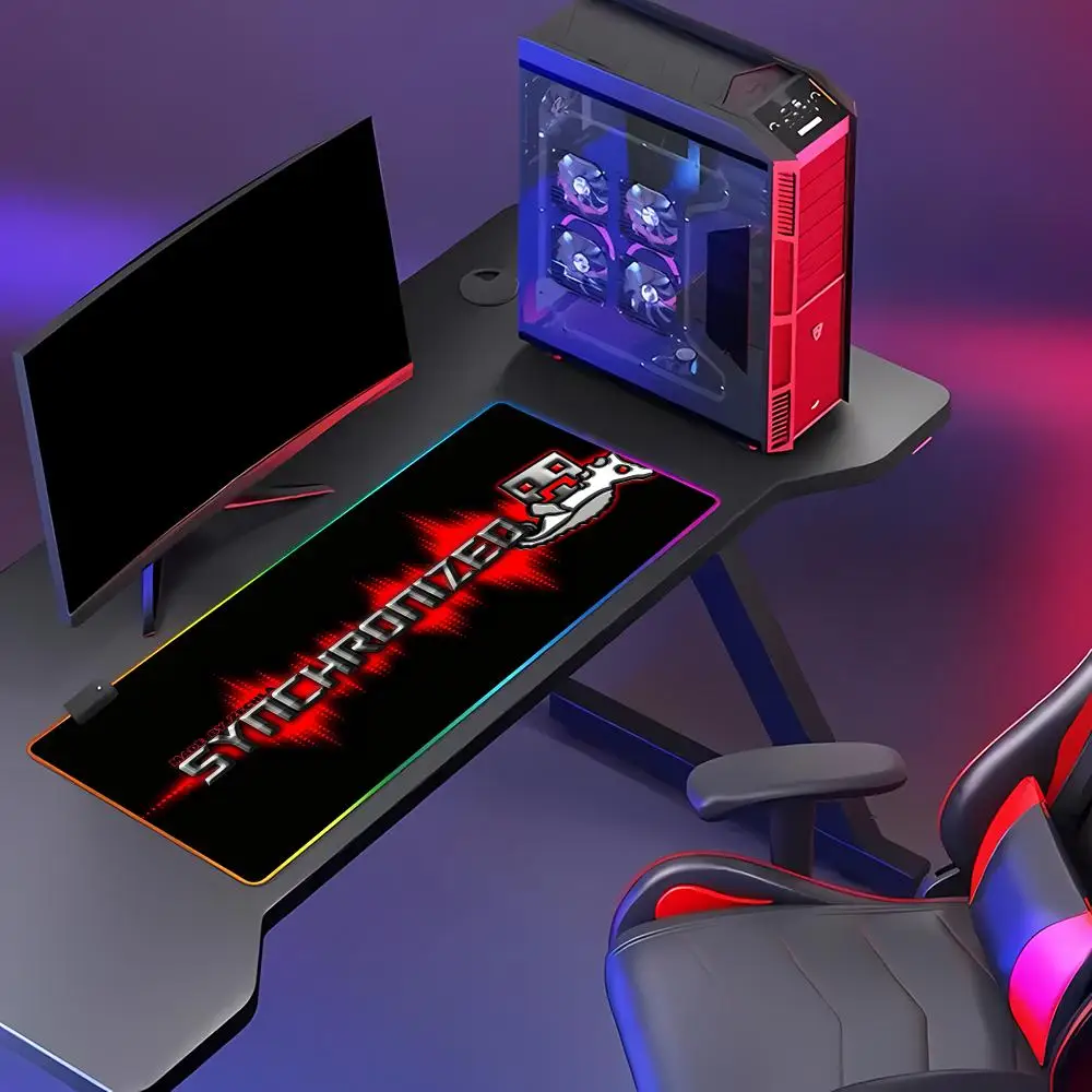 RGB E-sports Cool Mouse Pad Geometry Dash Gaming Desk Mat Laptop Carpet PC Cabinet Large HYBXAXC Accessories Computer XXL