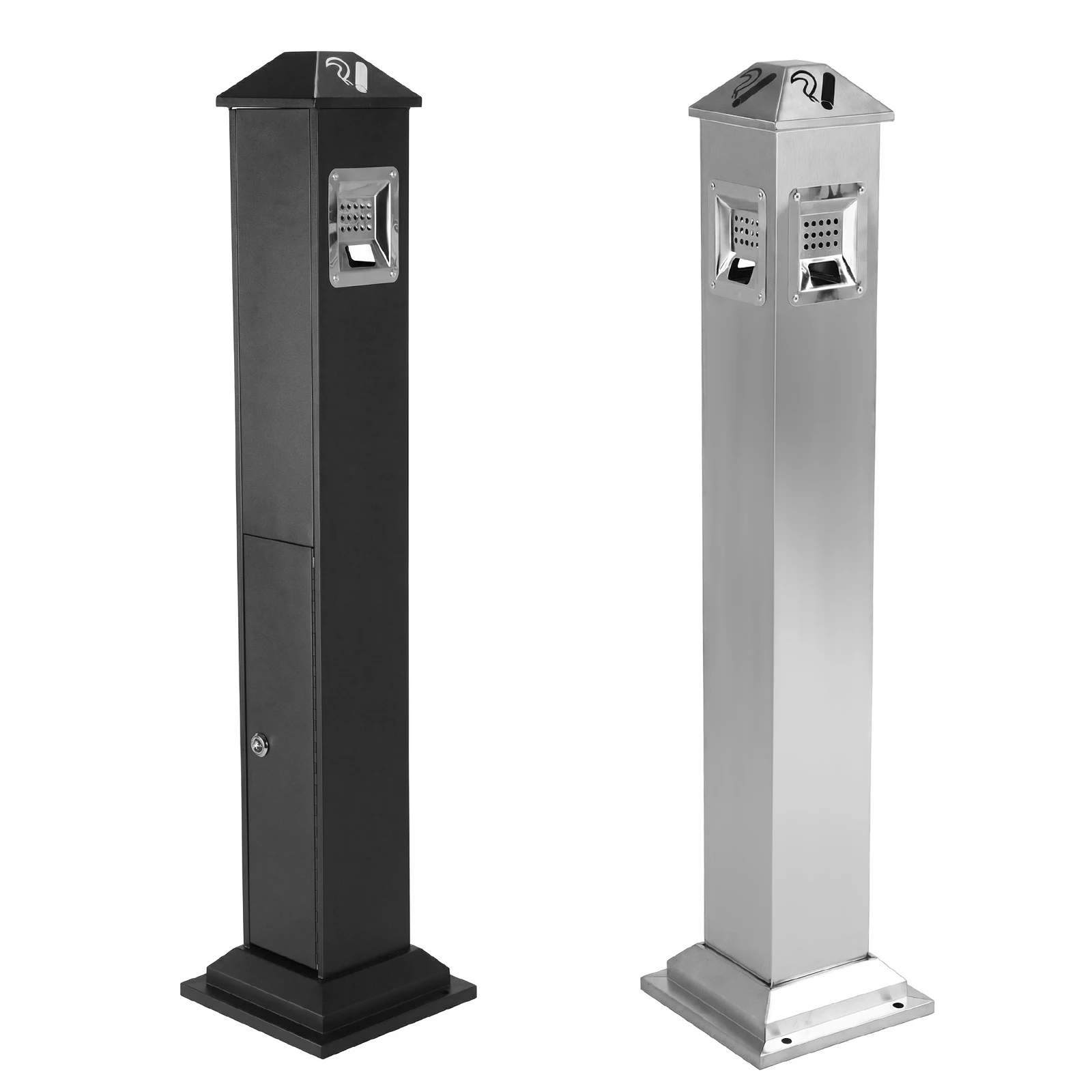 

43.7in Standing Garbage Can W/ Key Large Waste Trash Container Bin with Inner Bucket for Home Outside Pool Backyard Office Hotel