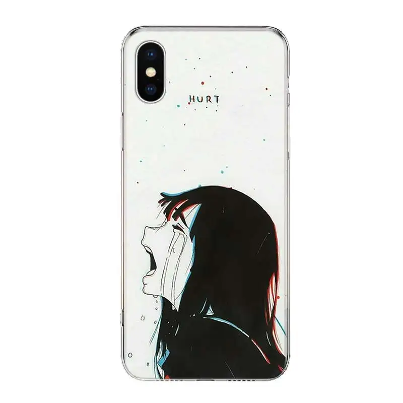 Sad Japanese Anime Aesthetic For iPhone 16 15 14 13 12 11 Pro Max Phone Case X XS XR 7 Plus Print 8 SE Apple Fundas Cover Coque 