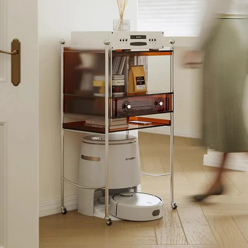 

Acrylic Small Side Cabinet Sweeping Robot Shelf Storage Cabinet Covos Narwal Cabinet Apartment furniture