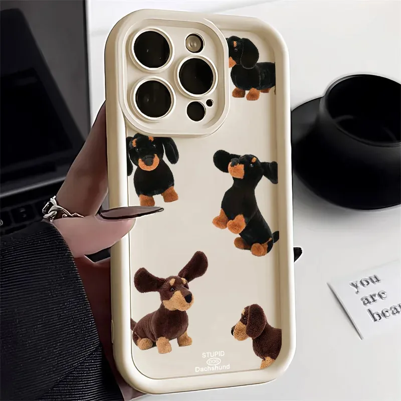 Cuteness Dachshund Sausage Dog Phone Case For iPhone 15 14 13 12 11 Pro Max XS XR X 7 8 Plus SE Candy Lens Protectiou cover