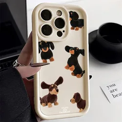 Cuteness Dachshund Sausage Dog Phone Case For iPhone 15 14 13 12 11 Pro Max XS XR X 7 8 Plus SE Candy Lens Protectiou cover