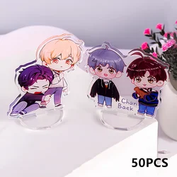 50PCS Wholesale Custom Photo Anime Keychain Acrylic Cartoon Hologram Key Chain Cute Figures Desk Stand Phone Holder Standing