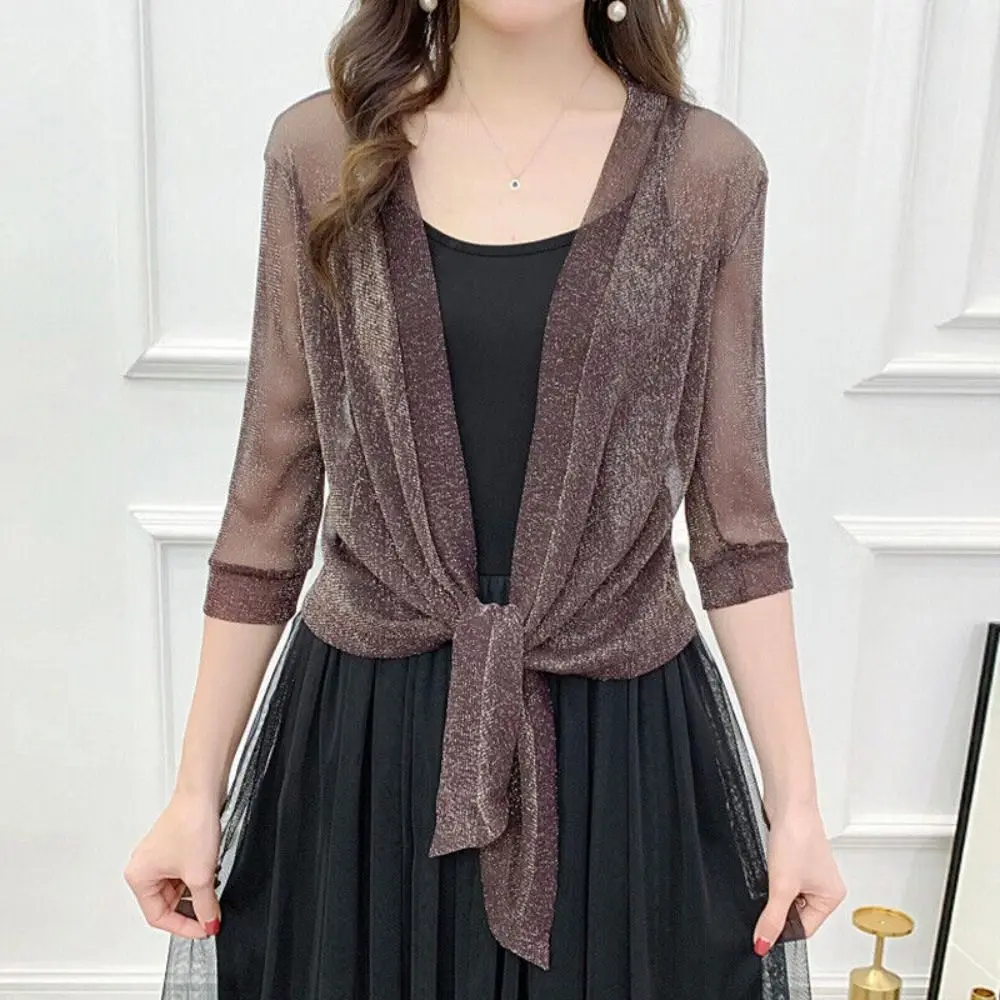 

High Quality Polyester Women's Cardigan One Size Tulle Air-Conditioning Shirt Short Cardigan Summer