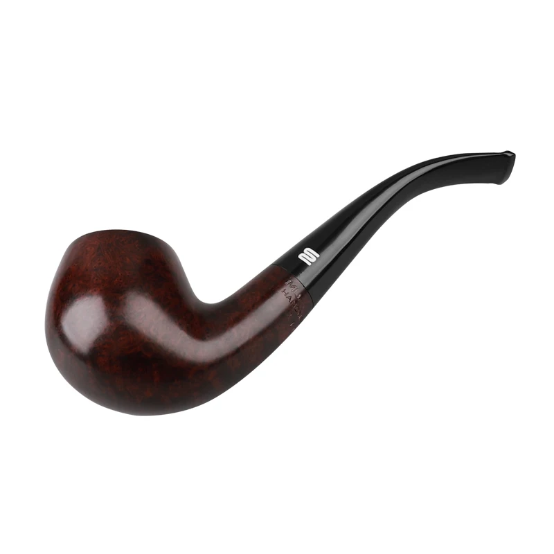 MUXIANG New Briarwood Handmade Bent Stem Mouthpiece Pipe for Smoking With 9mm Filter Free 10 Pipe Cleaning Accessories aa0008S-2