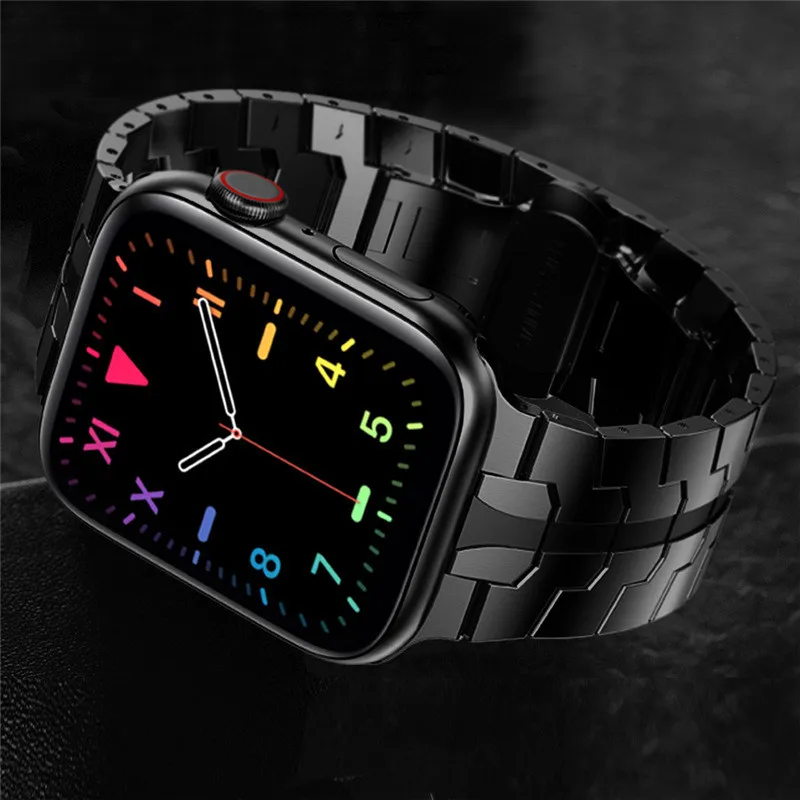 Stainless Steel Band Apple Watch Ultra 2 49mm Iron Man Metal Strap，Folding Clasp for iWatch 45/44/41/40mm Series 9 8 7 6 5 SE4