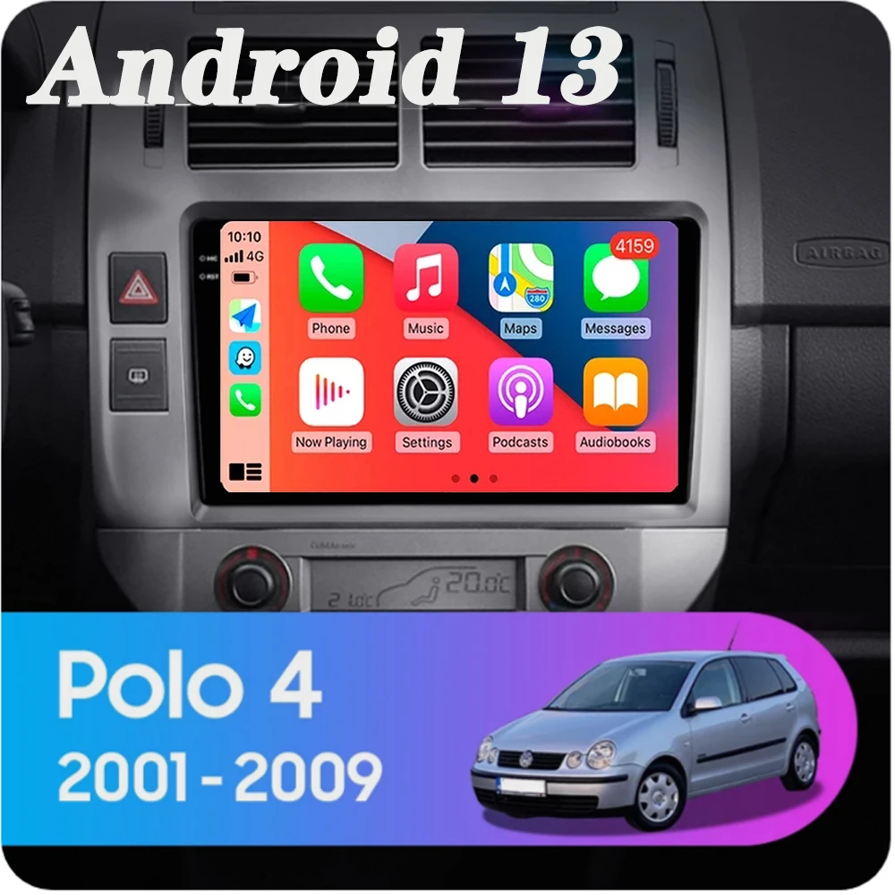 

Android 13 For Volkswagen Polo Mk4 IV 4 2001 - 2009 Car Radio Video Player Navigation stereo GPS No 2din 2 din dvd 4G+WIFI DSP