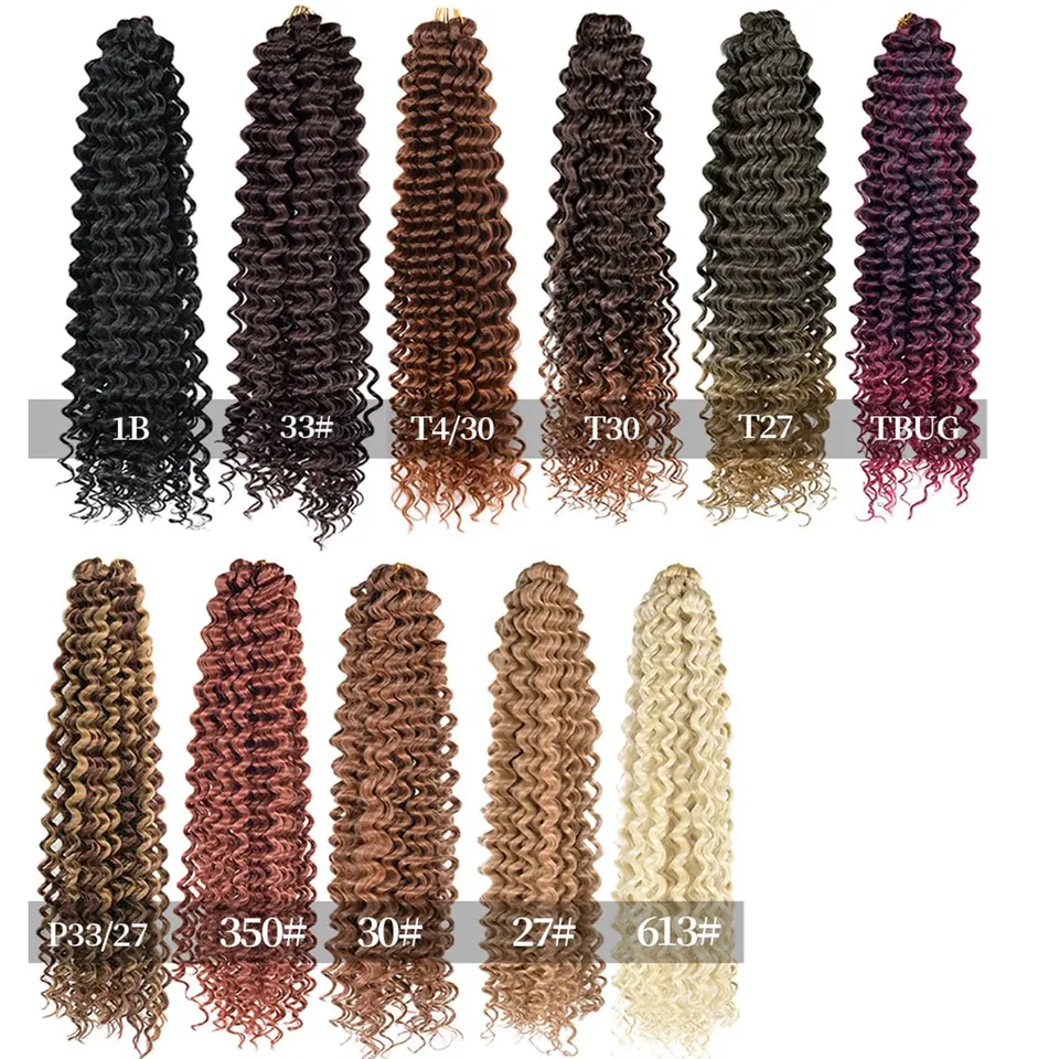 Cabello para crochet twist ondulado profundo, estilo boho, sintético, rizado, fibra de alta temperatura, extensiones para trenzas 3