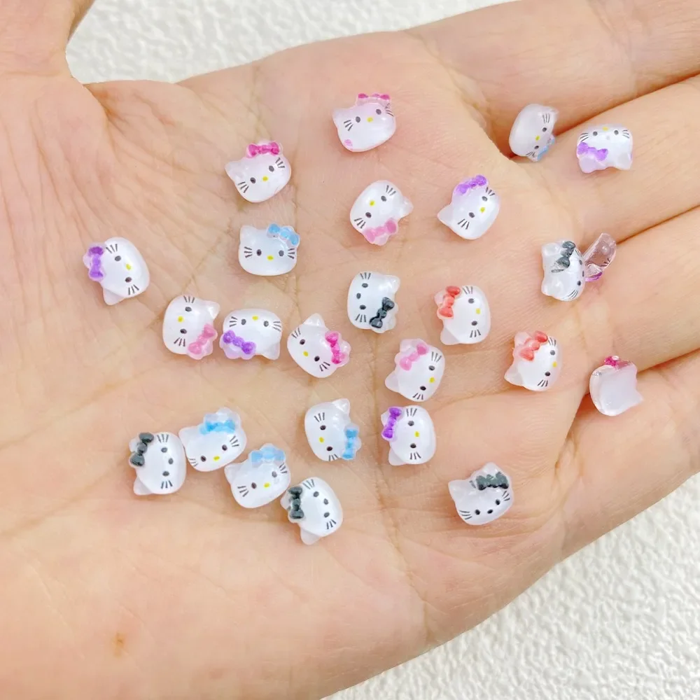 50Pcs New Cute Resin 5*6mm Mini Cat Series Flat Back Manicure Parts Embellishments For Hair Bows Accessories