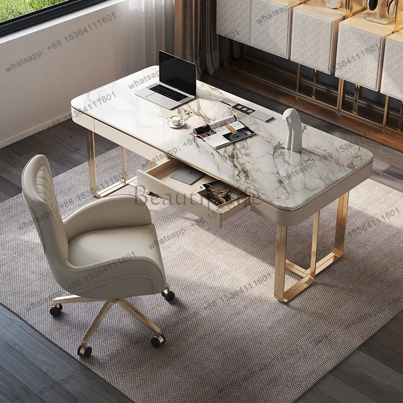 Italian light luxury rock slab desk writing desk office table modern simplicity