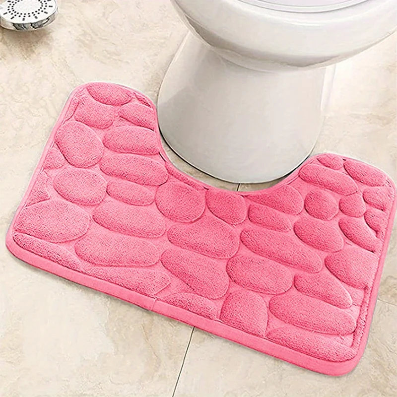 Super Absorbent Quick-Dry Memory Foam Bath Mat With Toilet Contour-Soft And Comfortable Non-Slip Machine-Washable Floor Mat