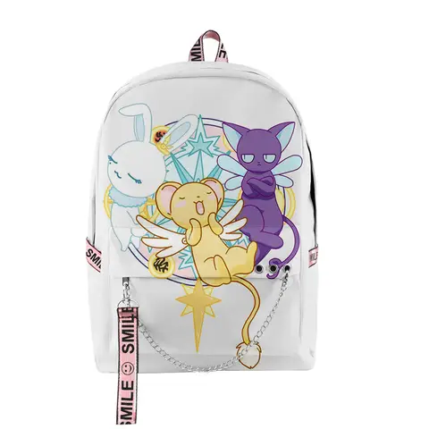 Mochilas escolares populares de dibujos animados cardcaptor sakura para estudiantes, mochilas de viaje multifunción con estampado 3D Oxford impermeables para Notebook