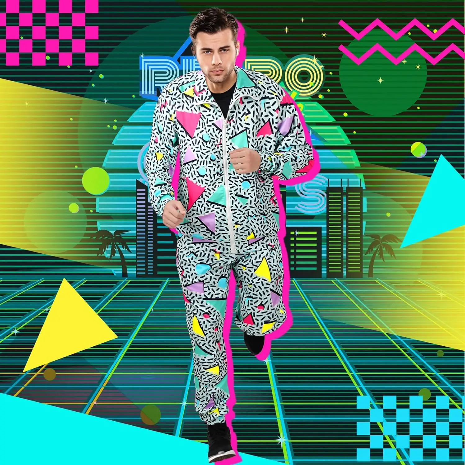 ملابس Mepase Retro 80s 90s للرجال ملابس رياضية بشريط جانبي ملابس حضرية ملابس غير رسمية بأكمام طويلة 90s بدلة رياضية للركض