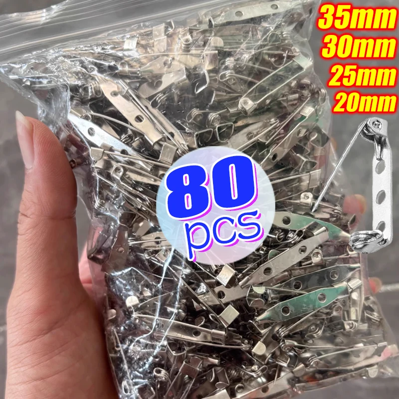 40/80PCS Brooch Clasp Pin Backs Safety Clasp Bar Pins Metal Pin Back Name Tag Pin Clips Jewelry Pins for Badge Wedding Corsage