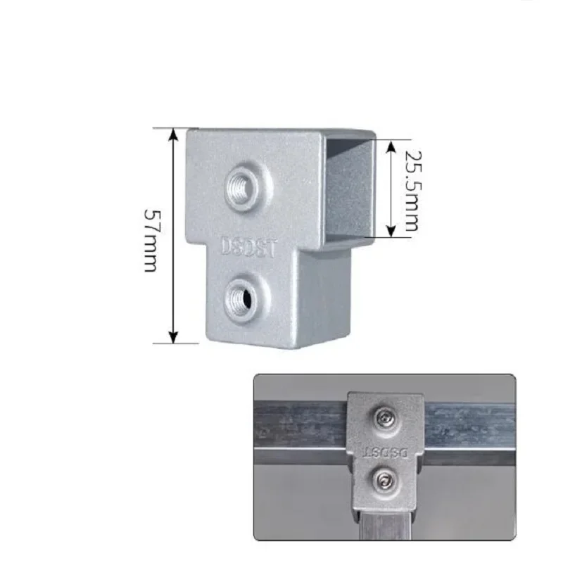 

4pcs 25mm square tube connector aluminum alloy square pip joint welding free tee fastener connector